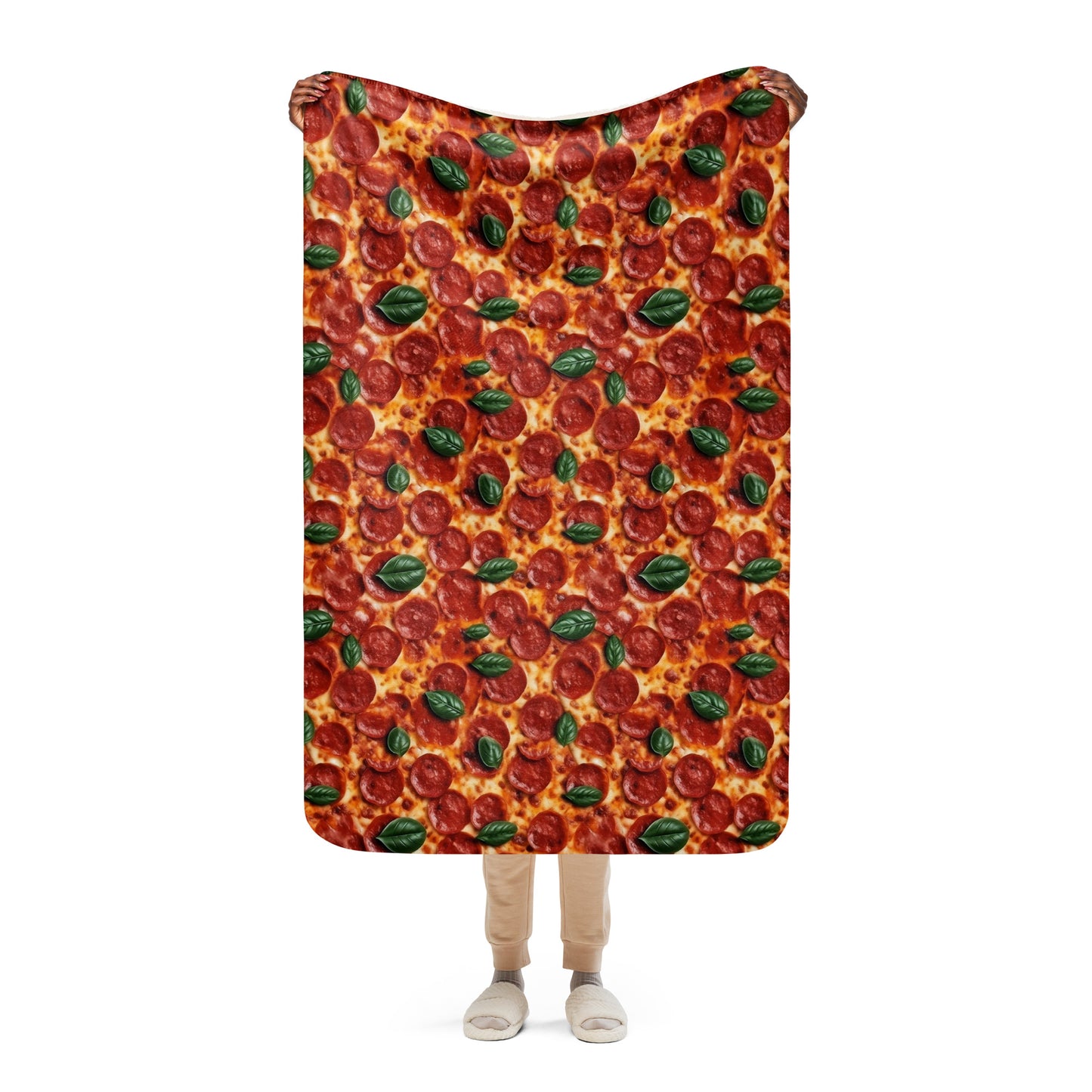 Sherpa blanket-Realistic Pepperoni And Basil Pizza