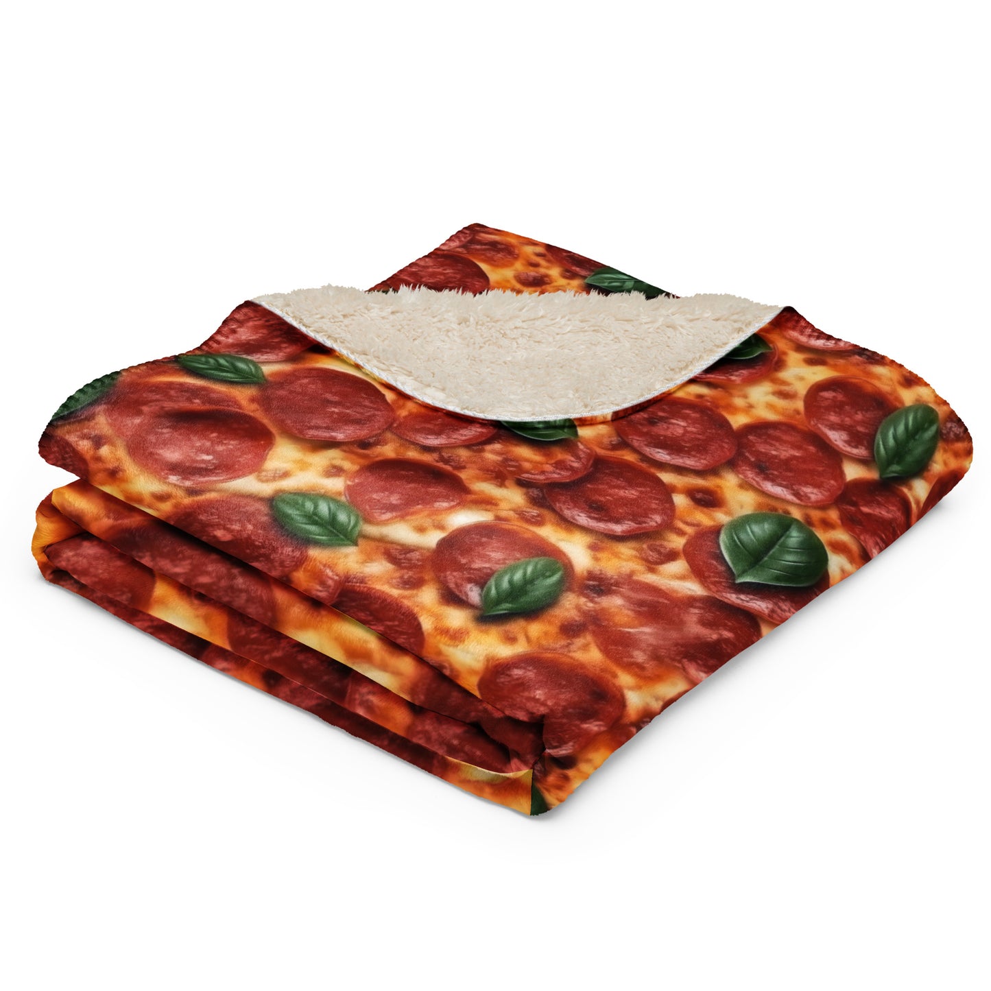 Sherpa blanket-Realistic Pepperoni And Basil Pizza