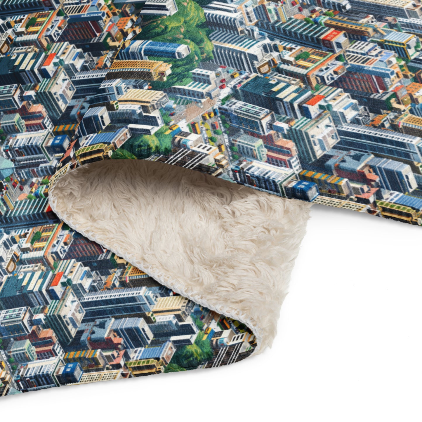 Sherpa blanket In Mini City Pattern-Hong Kong