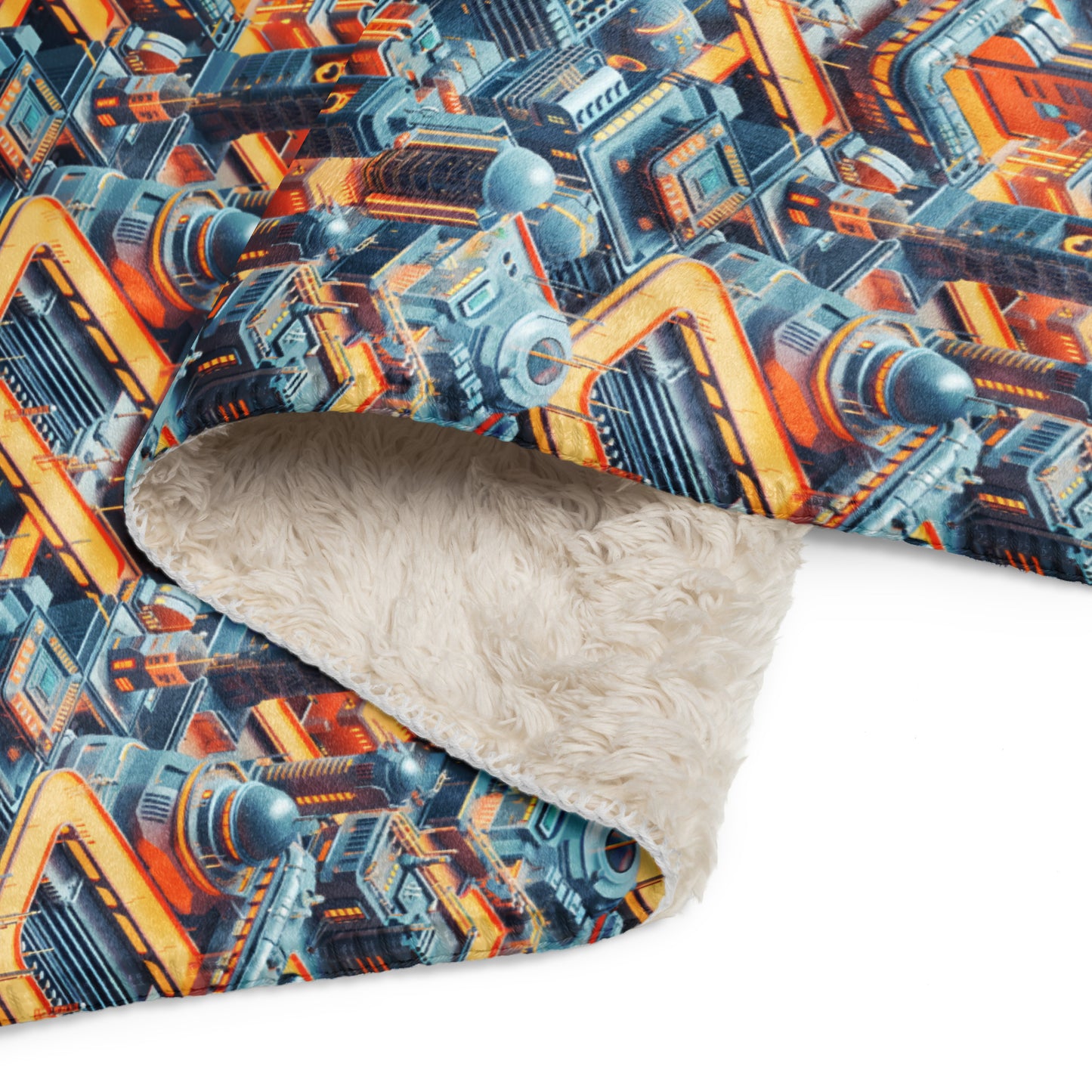 Sherpa blanket In Mini City Pattern-Futuristic