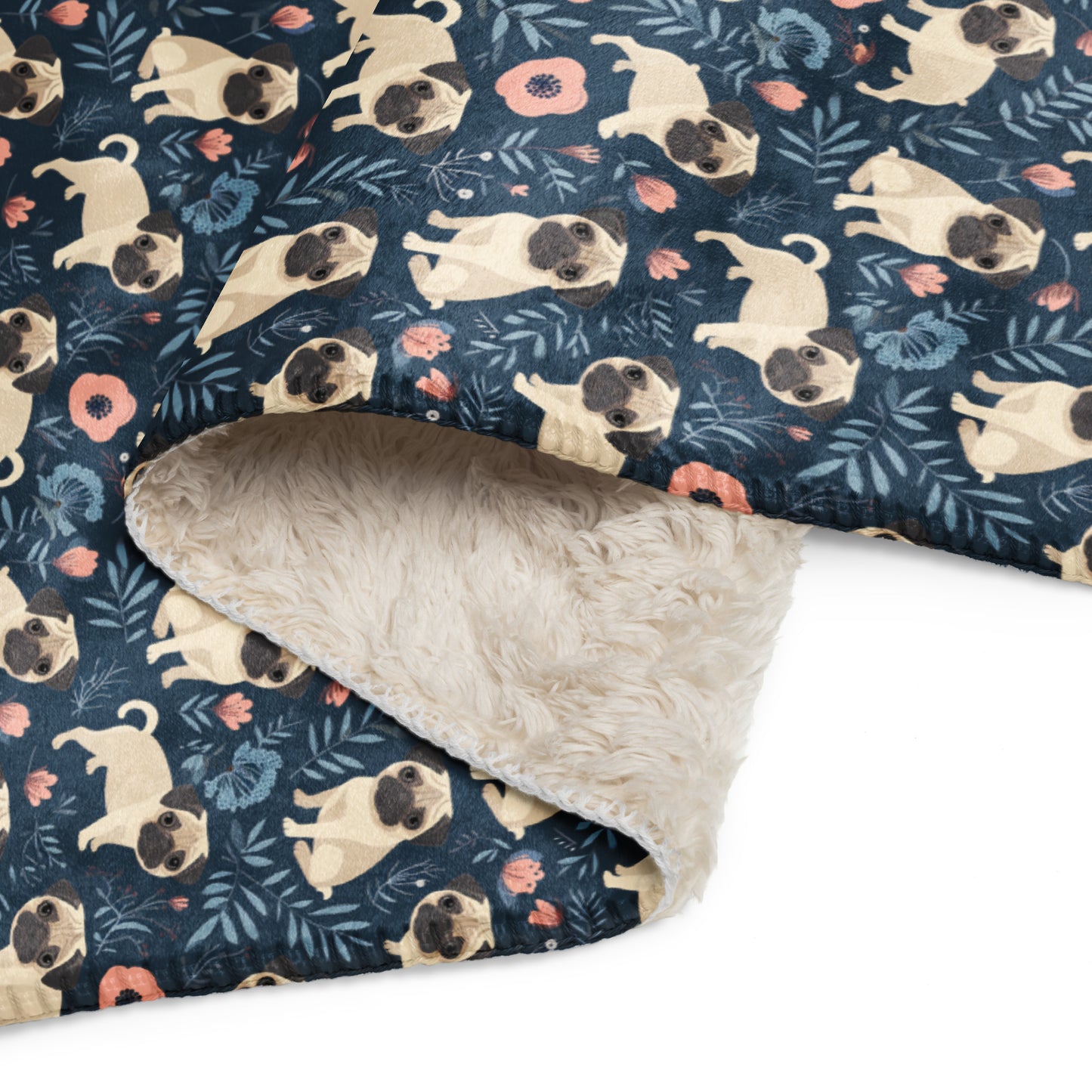 Sherpa blanket In Cute Pug Pattern