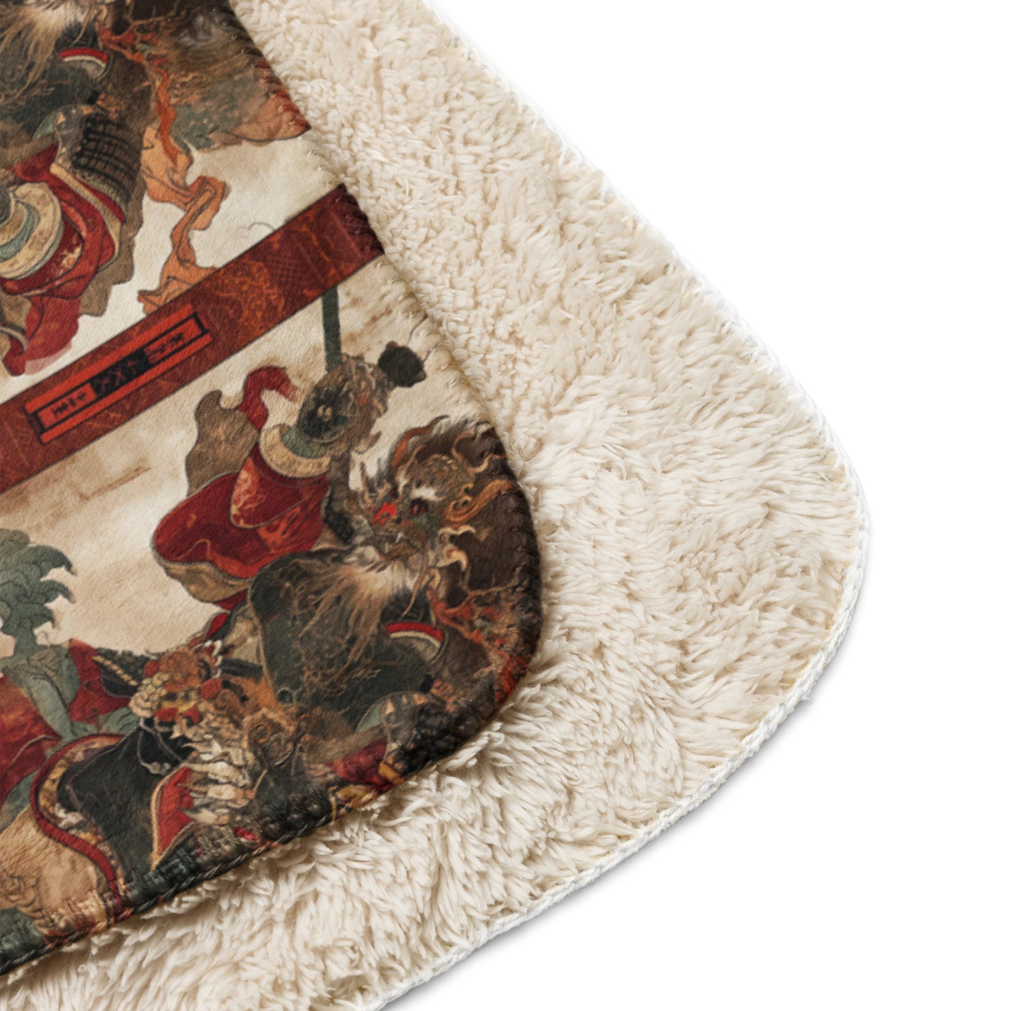 Sherpa blanket In Japanese Inspired Shin Hanga Kami Pattern