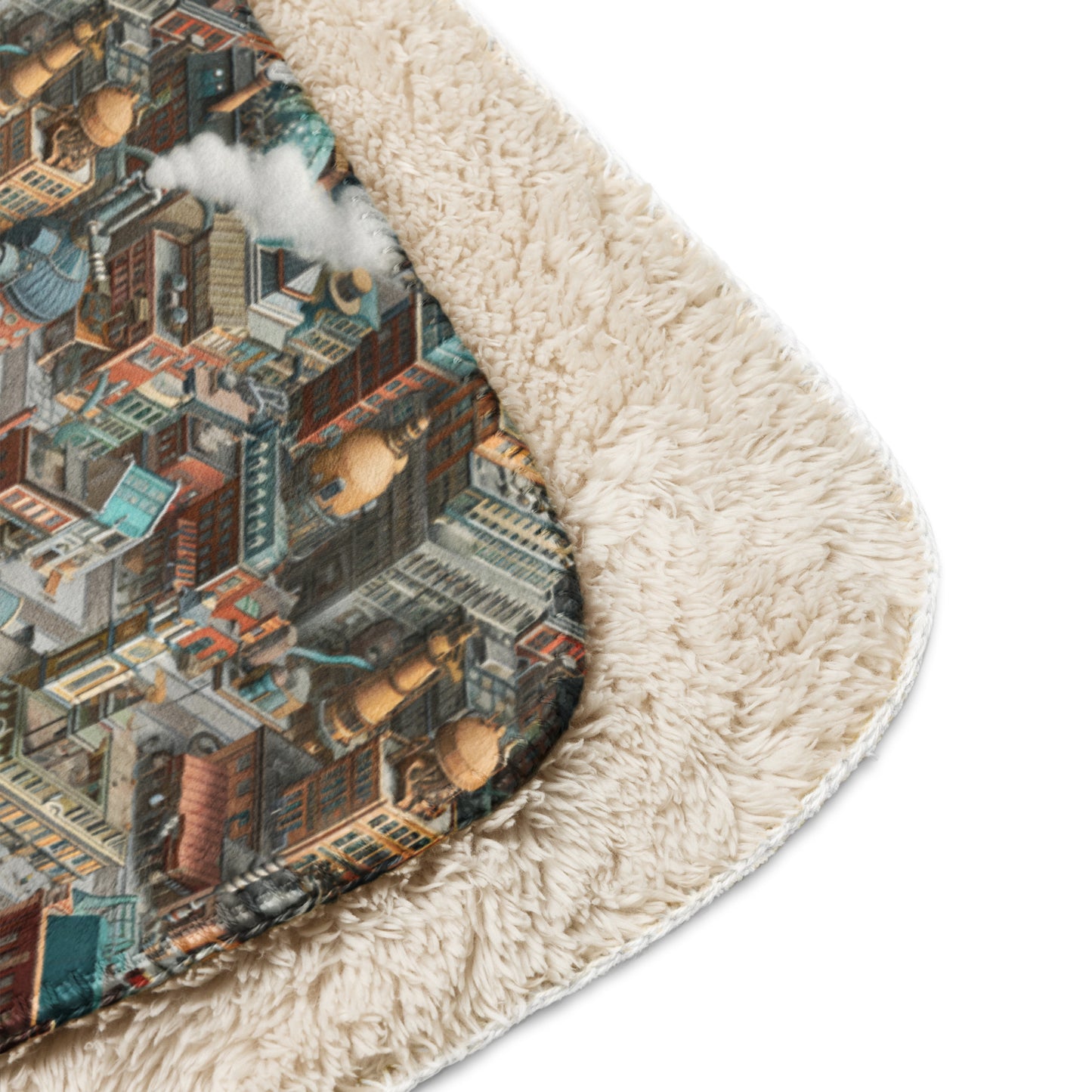 Sherpa blanket In Mini City Pattern-Steampunk