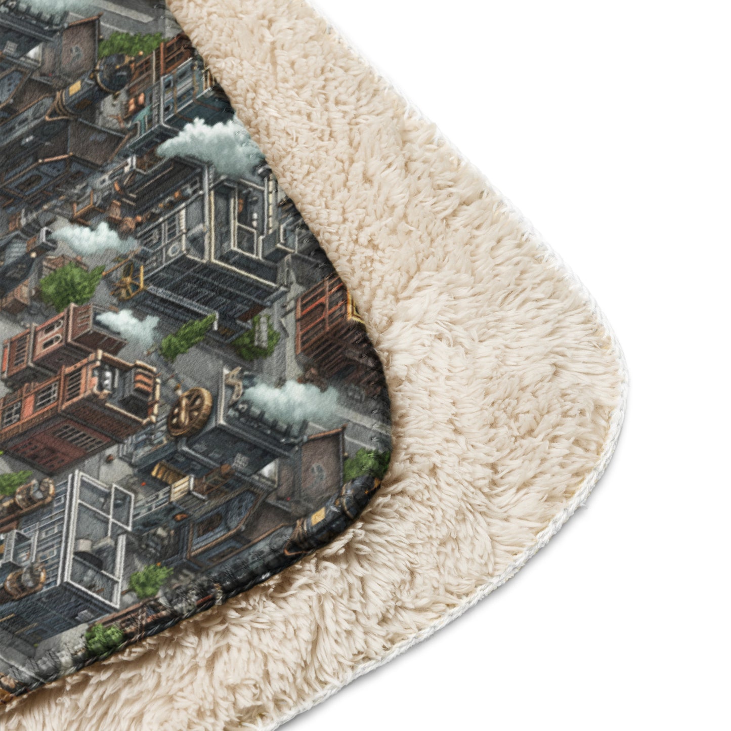 Sherpa blanket In Mini City Pattern-Steampunk