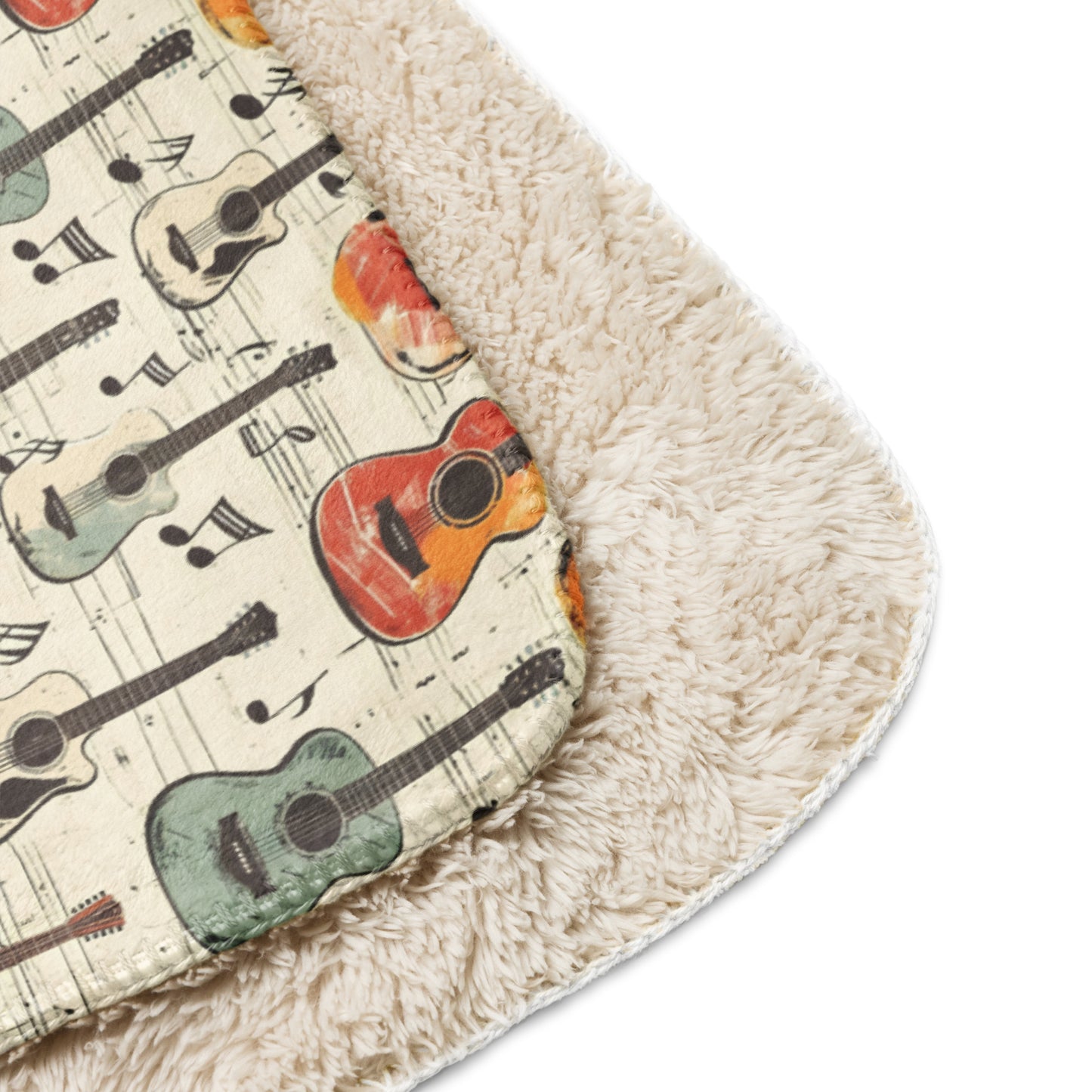 Sherpa blanket In Beautiful Pattern With Acoustic Guitars