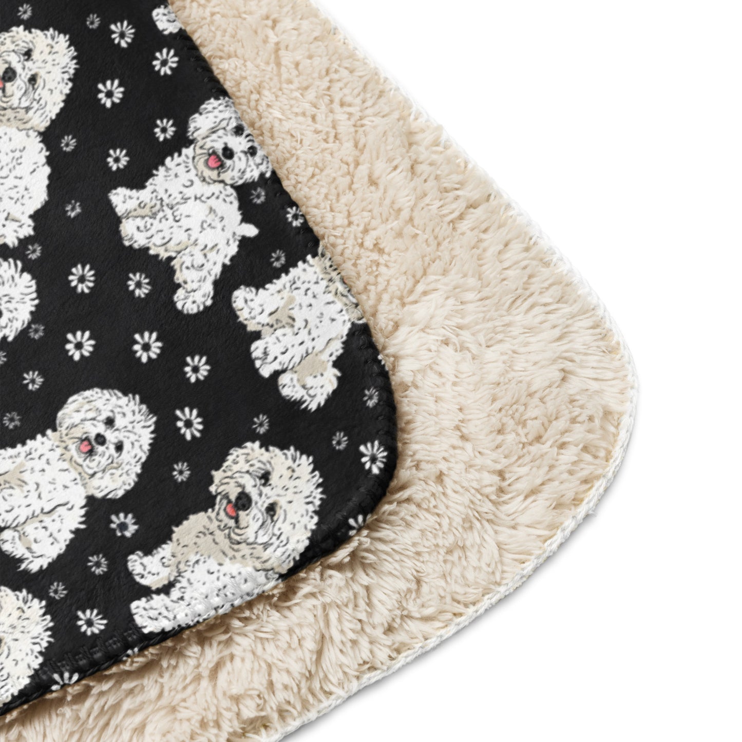 Sherpa blanket In Cute Poodle Pattern