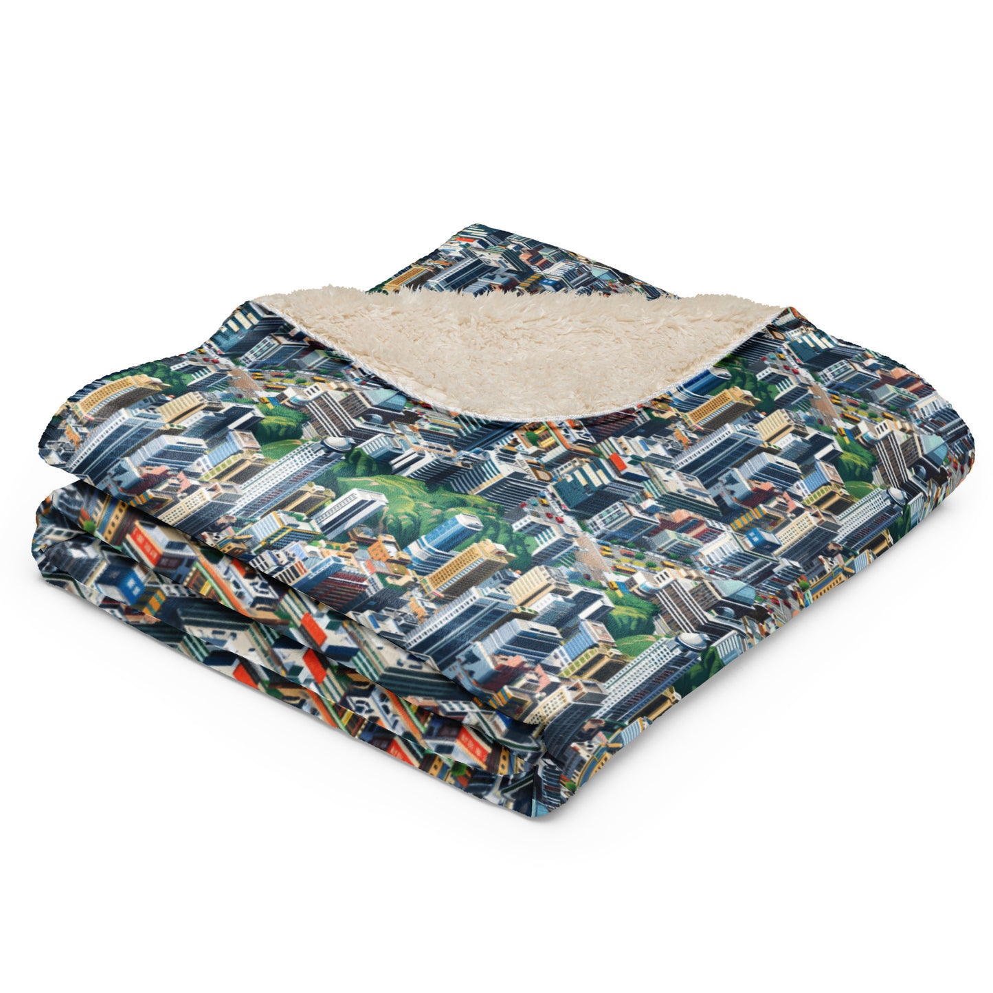 Sherpa blanket In Mini City Pattern-Hong Kong