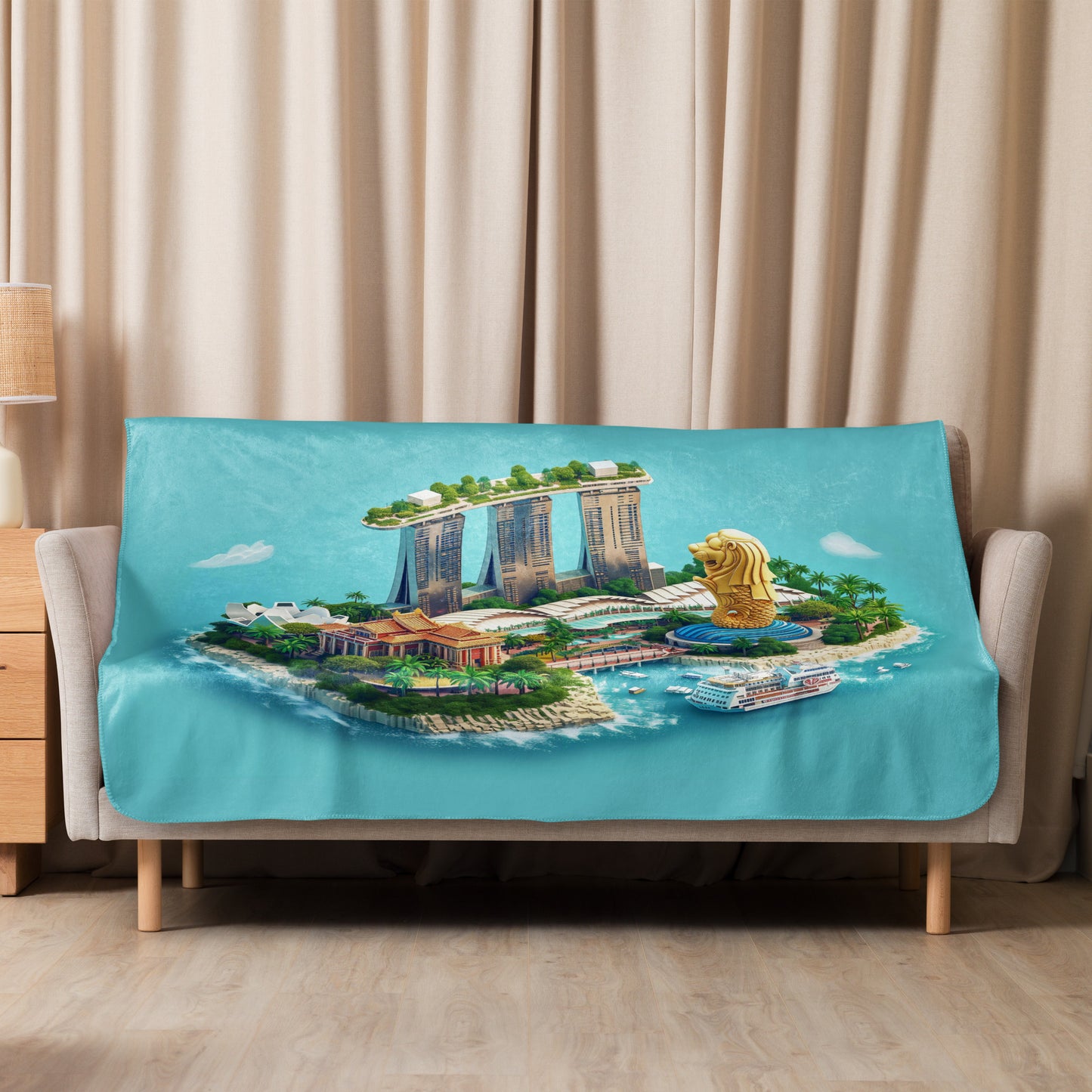 Sherpa blanket-Singapore mini city Island