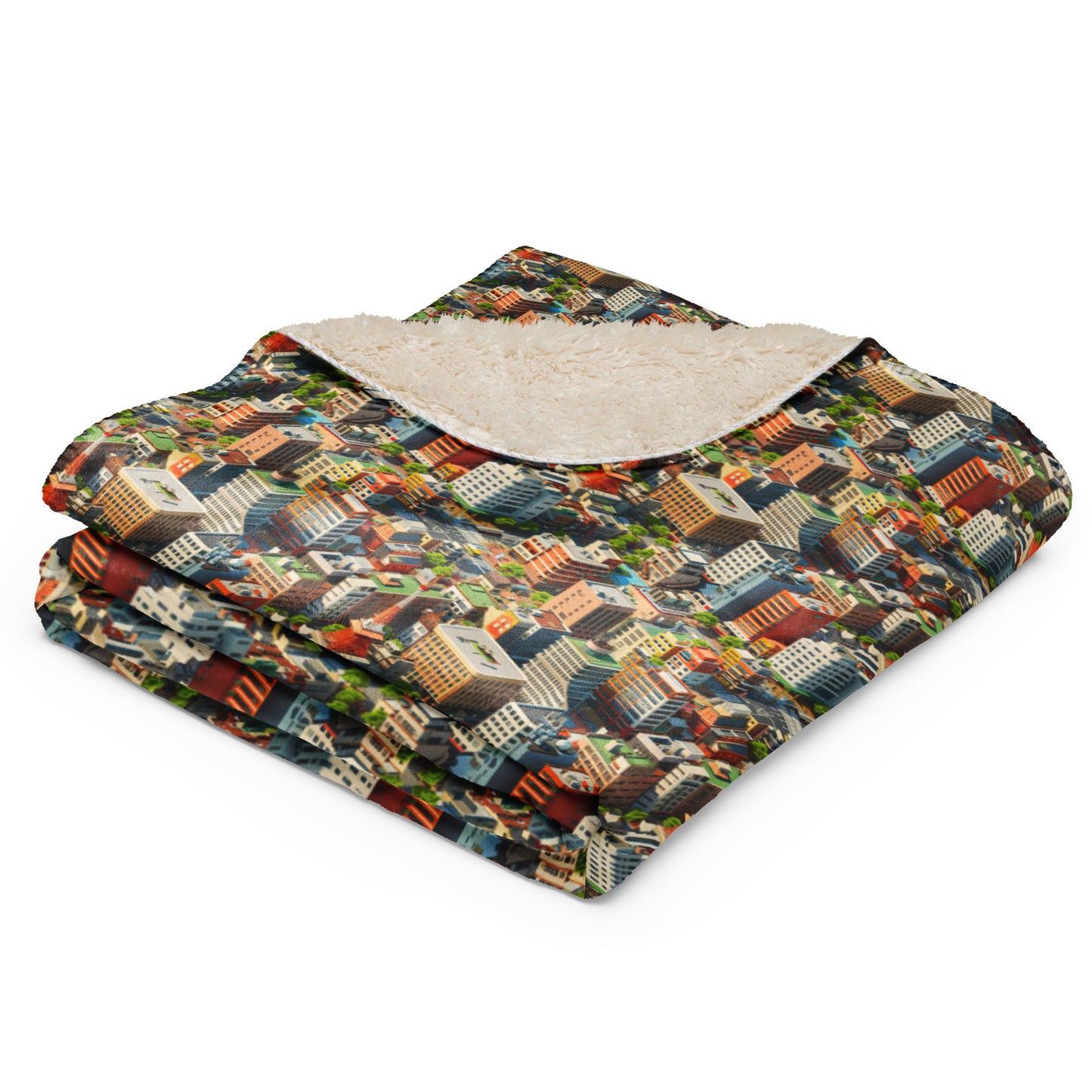 Sherpa blanket In Mini City Pattern-Tokyo