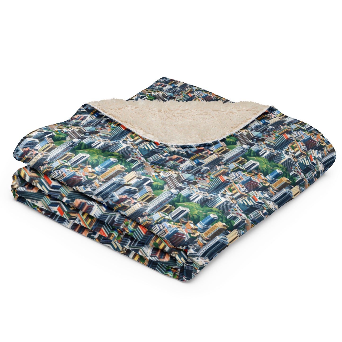 Sherpa blanket In Mini City Pattern-Hong Kong