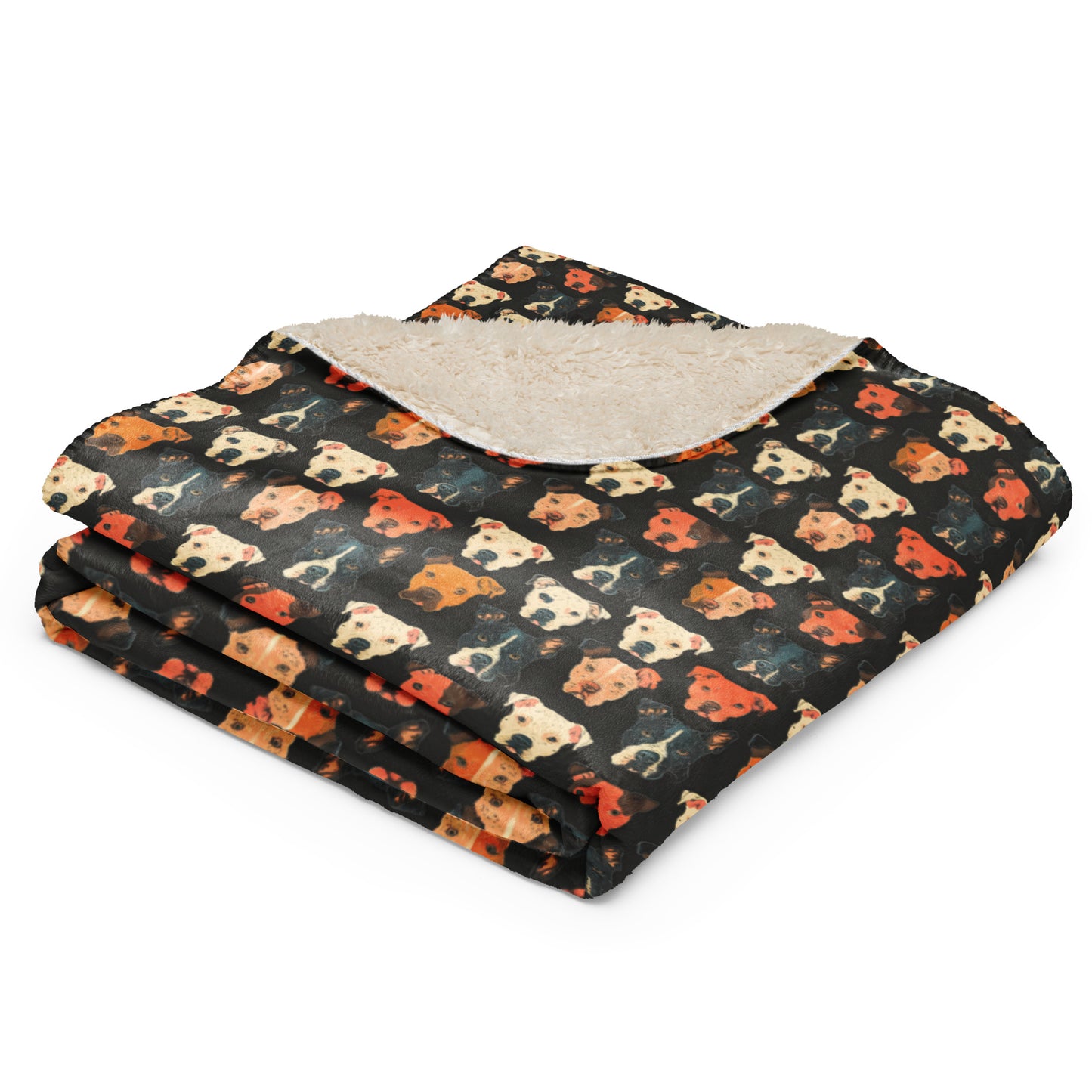 Sherpa blanket In Cute Pitbull Pattern