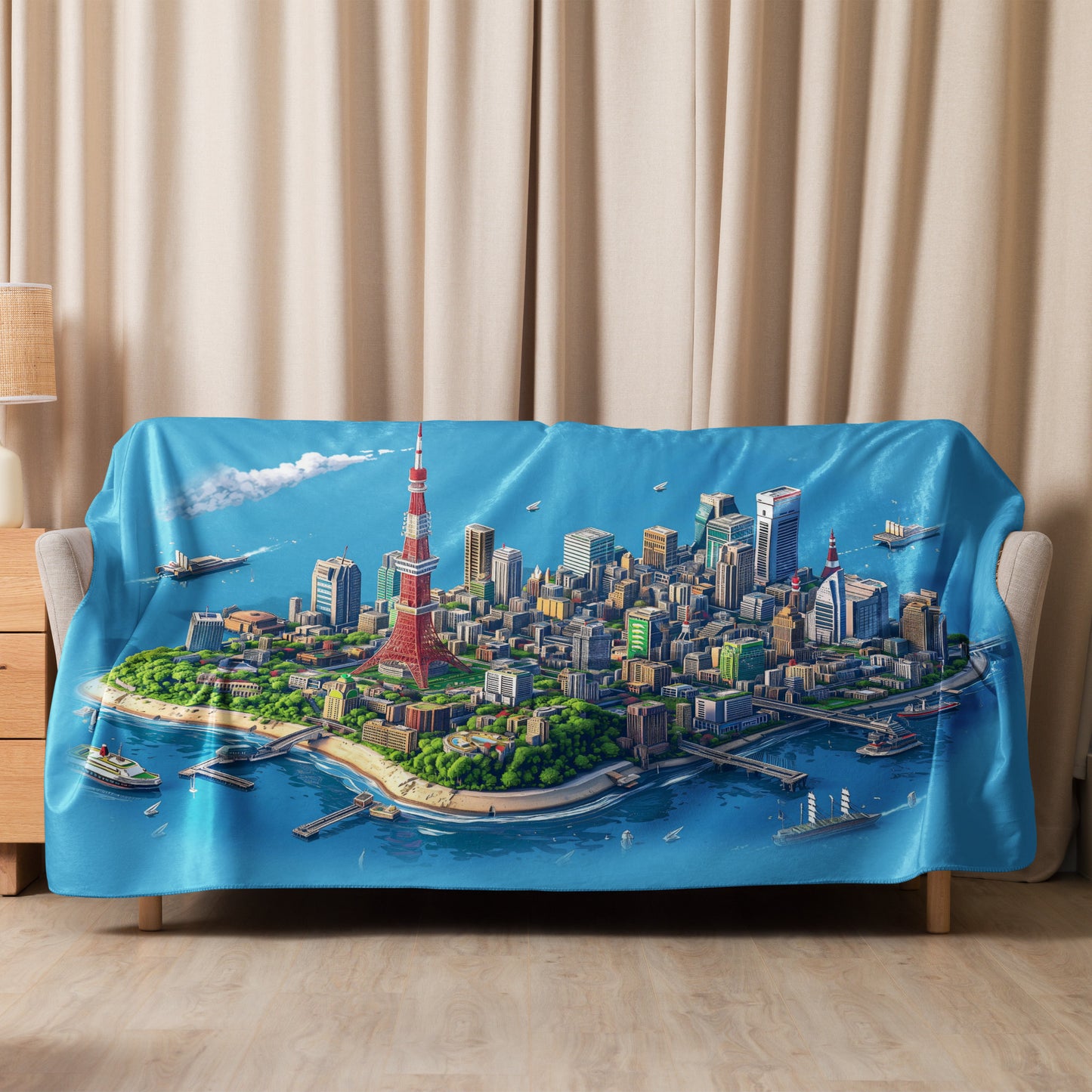 Sherpa blanket-Tokyo Mini City Island