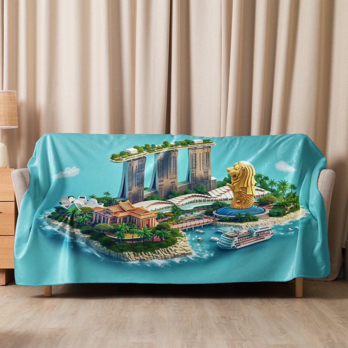 Sherpa blanket-Singapore mini city Island