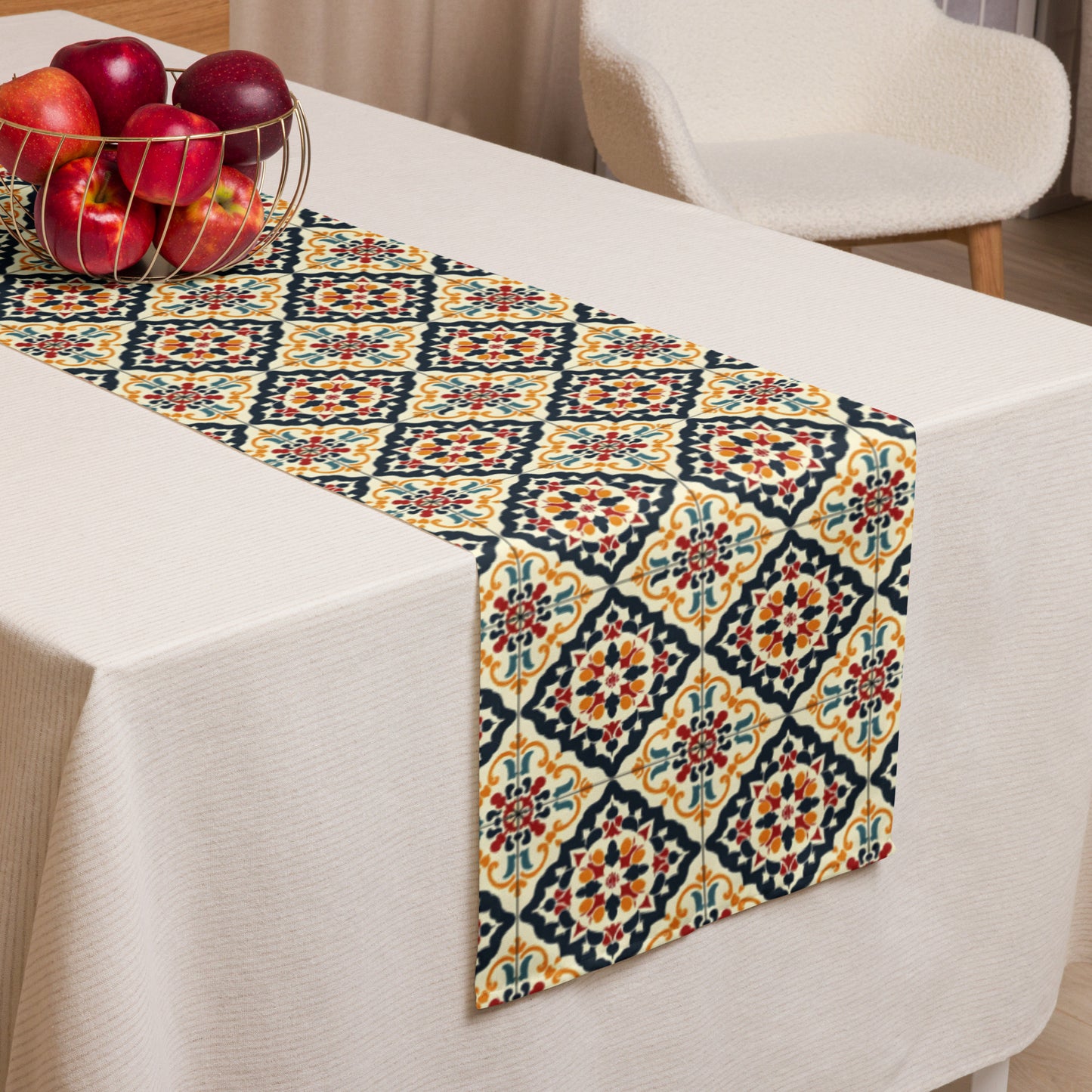 Table runner  In Spanish Inspired Azulejos Pattern