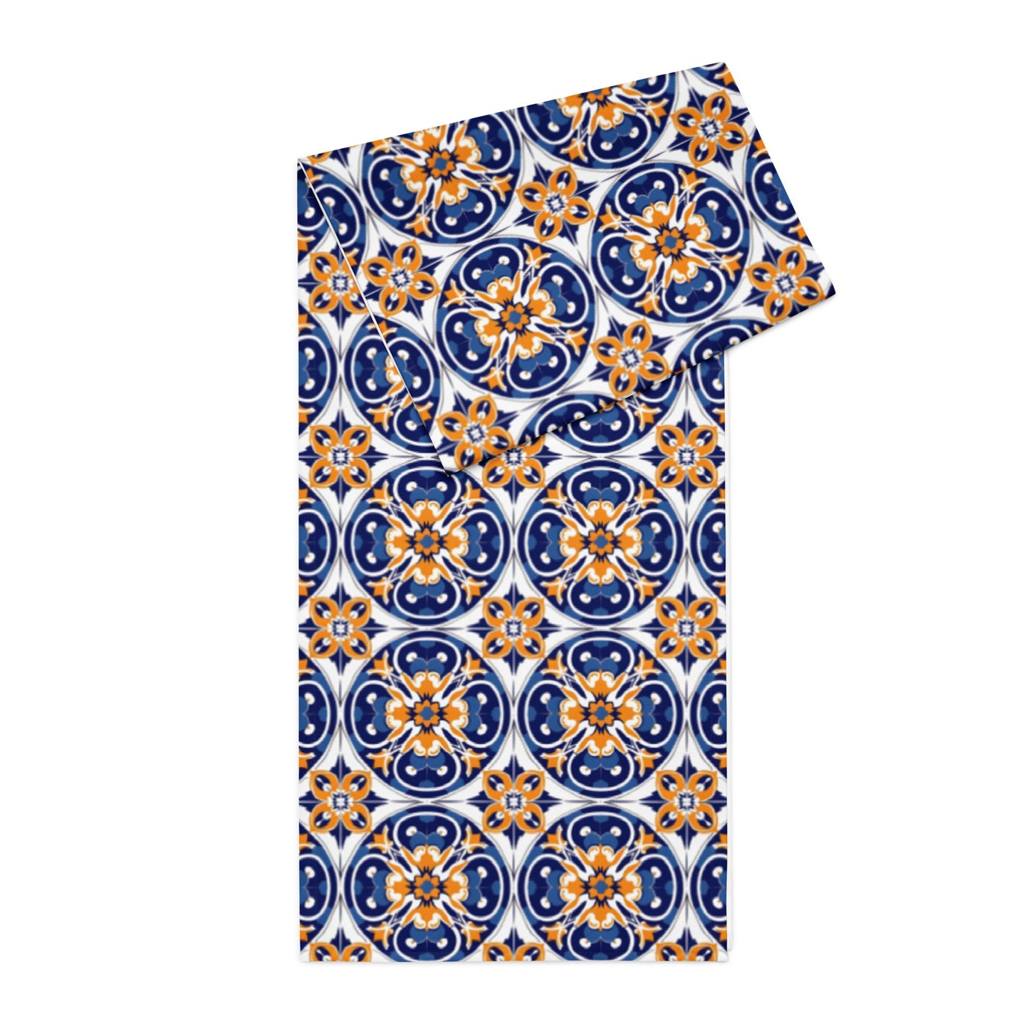 Table runner In Spanish Inspired Azulejos Pattern