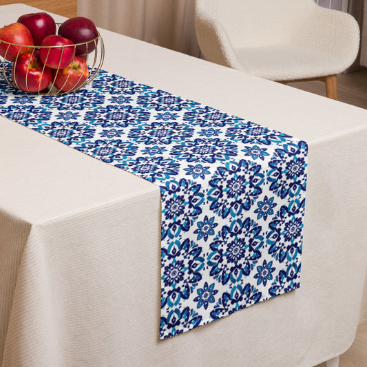 Table runner In Spanish Inspired Azulejos Pattern