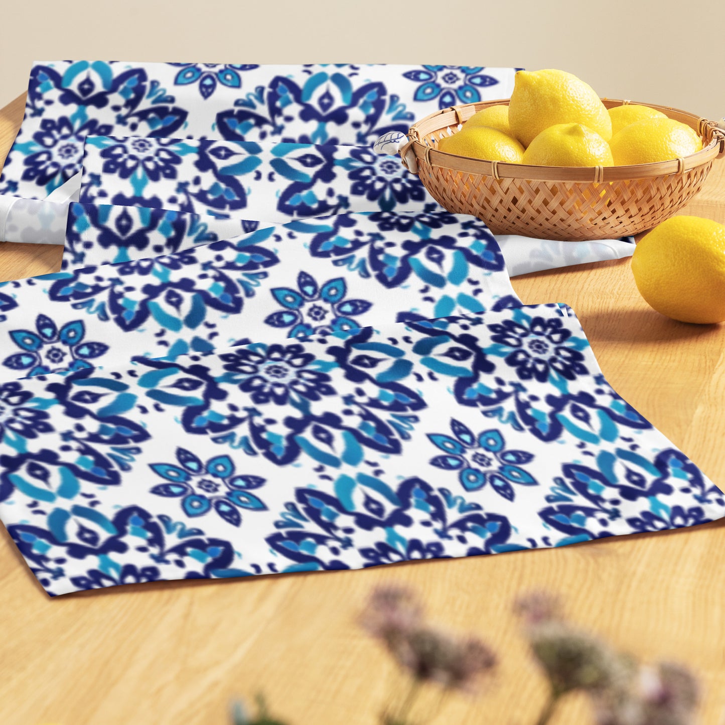 Table runner In Spanish Inspired Azulejos Pattern