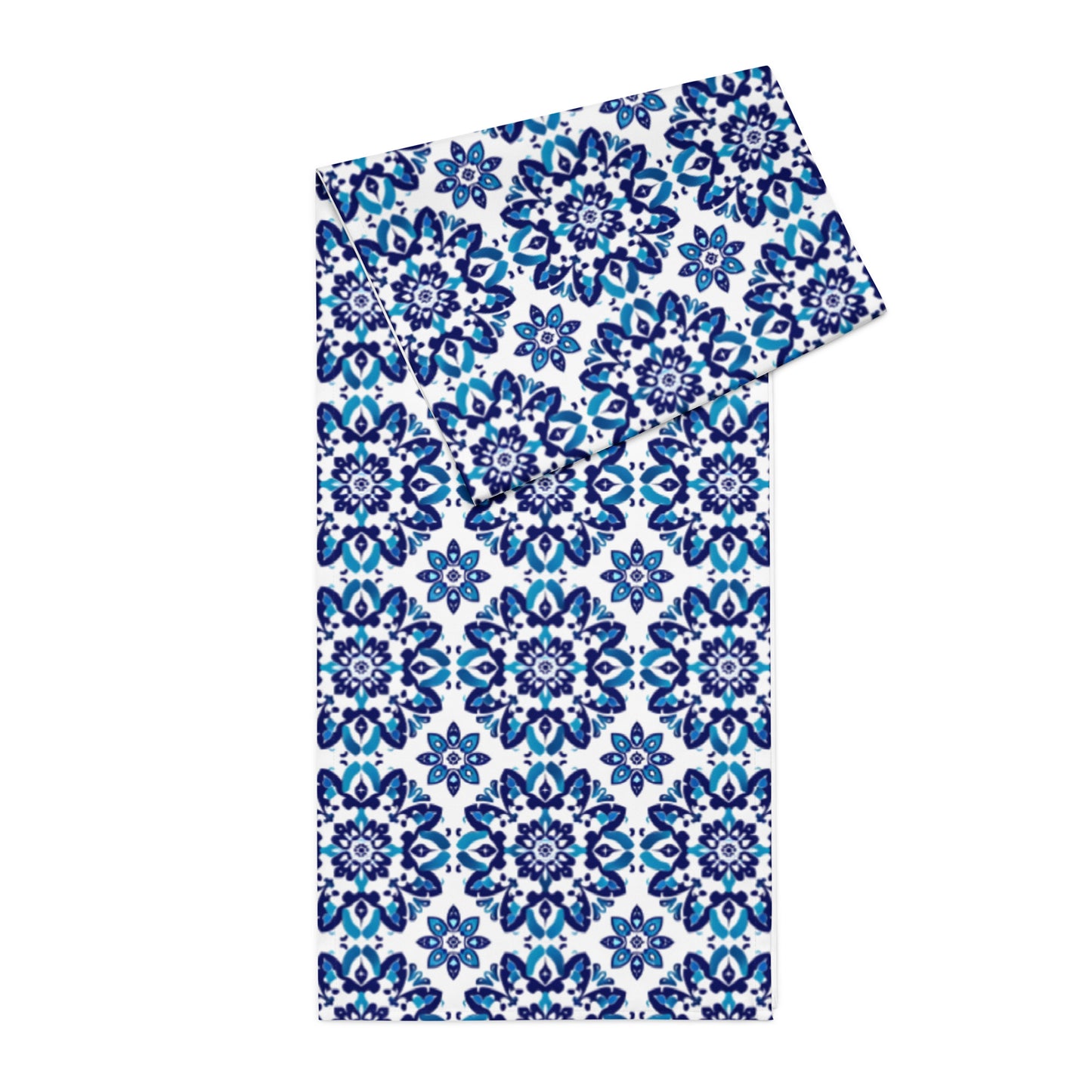 Table runner In Spanish Inspired Azulejos Pattern